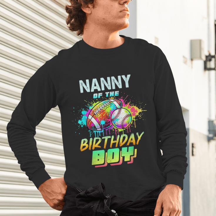 Nanny Of The Birthday Boy Baseball Football Colorful Unisex Long Sleeve T-Shirt