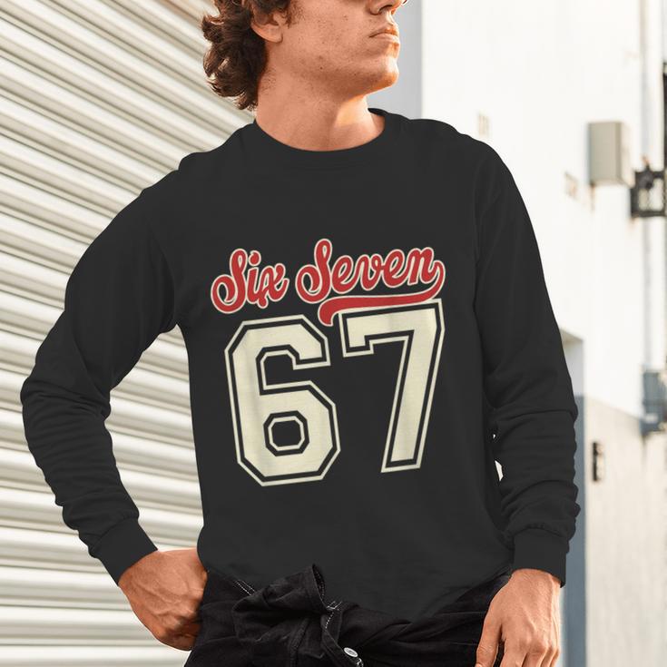 Number 67 Meme Six Seven Baseball Style Kids Boy Teen Unisex Long Sleeve T-Shirt