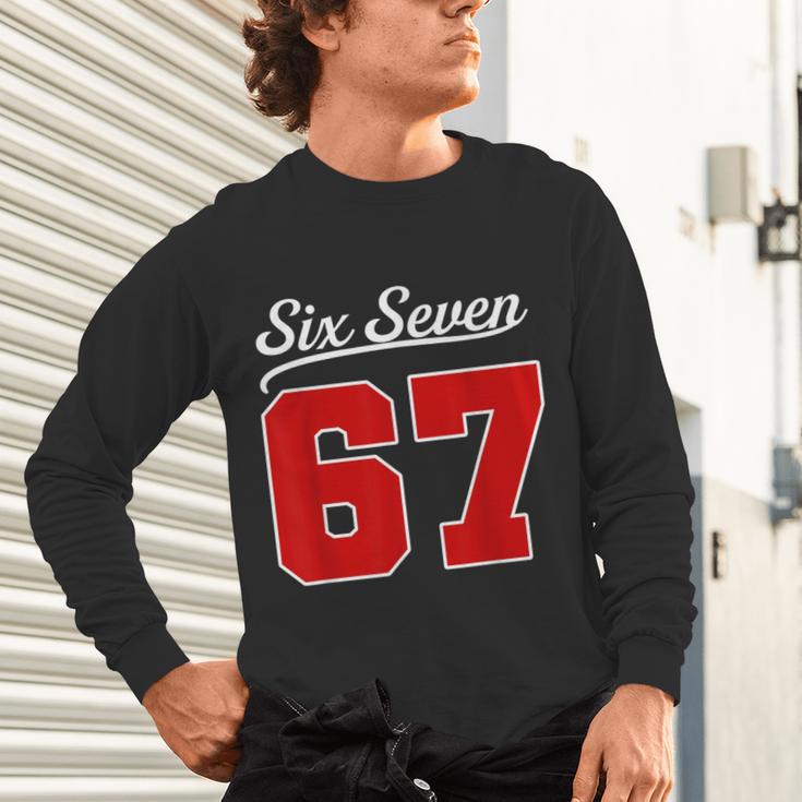 Number 67 Numbered Six Seven Baseball Jersey Style Team 67 Unisex Long Sleeve T-Shirt