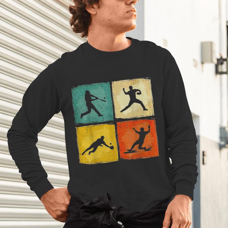 Retro Style Baseball Lover Playing Men Women Kids Baseball Unisex Long Sleeve T-Shirt
