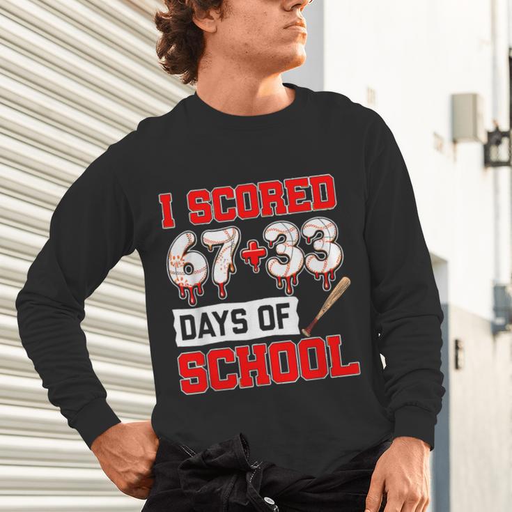 I Scored 6733 100th Days Of School Baseball Six Seven Meme Unisex Long Sleeve T-Shirt