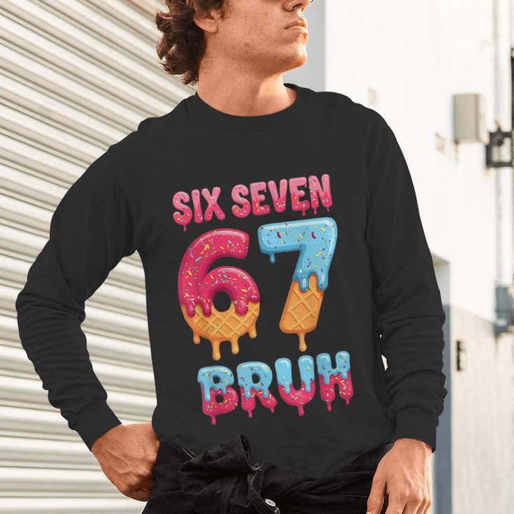Six Seven Bruh 67 Ice Cream Drip Baseball For Men Women Kids Unisex Long Sleeve T-Shirt Six Seven Bruh 67 Ice Cream Drip Baseball For Men Women Kids Unisex Long Sleeve T-Shirt
