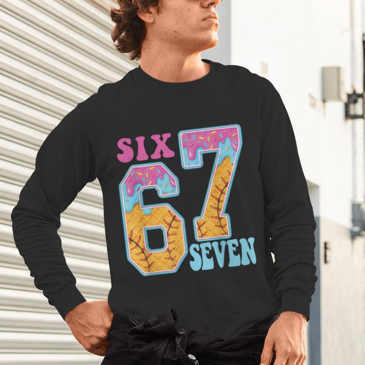 Six Seven Drip Baseball Player Number 67 Or 67th Birthday Unisex Long Sleeve T-Shirt