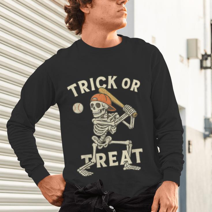 Skeleton Baseball Halloween Costume Men Boys Kids Tee Unisex Long Sleeve T-Shirt
