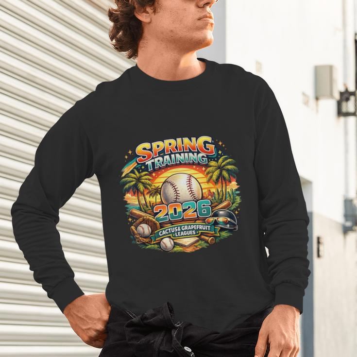 Spring Training 2026 Retro Baseball Palm Cactus Unisex Long Sleeve T-Shirt