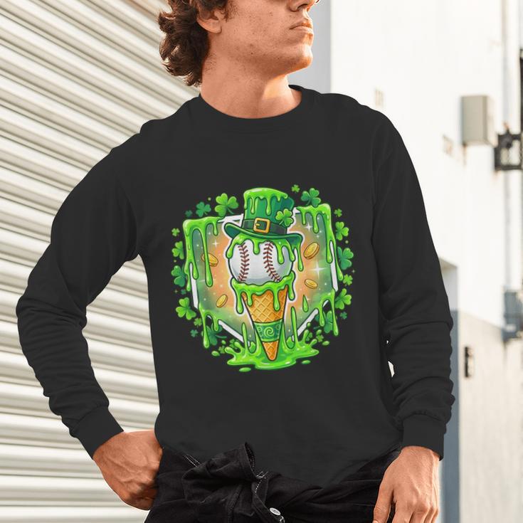 St Patrick Day Baseball Drip Ice Cream Baseball Home Plate Unisex Long Sleeve T-Shirt St Patrick Day Baseball Drip Ice Cream Baseball Home Plate Unisex Long Sleeve T-Shirt
