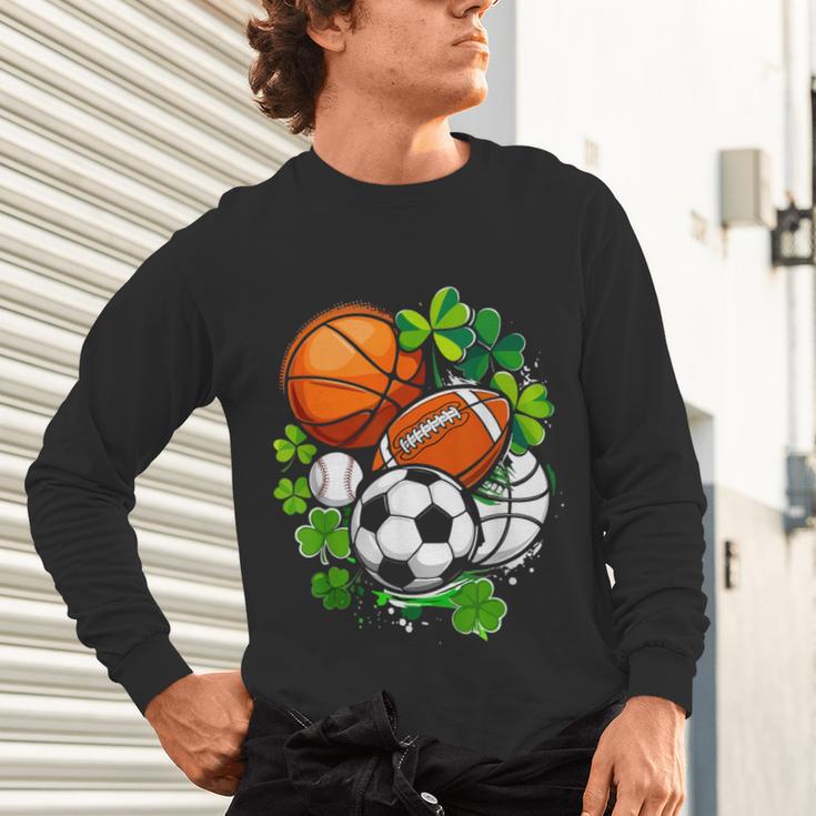 St Patricks Day Shamrock Basketball Baseball Football Soccer Unisex Long Sleeve T-Shirt