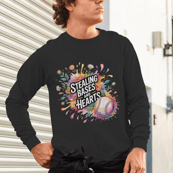 Stealing Bases And Hearts Baseball Puns Sports Unisex Long Sleeve T-Shirt Stealing Bases And Hearts Baseball Puns Sports Unisex Long Sleeve T-Shirt