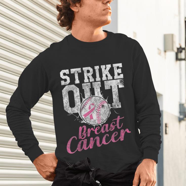 Strike Out Breast Cancer Baseball Warrior Unisex Long Sleeve T-Shirt Strike Out Breast Cancer Baseball Warrior Unisex Long Sleeve T-Shirt