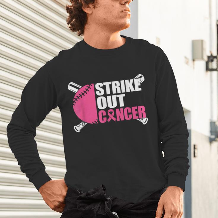 Strike Out Cancer Breast Cancer Awareness Baseball Warrior Unisex Long Sleeve T-Shirt