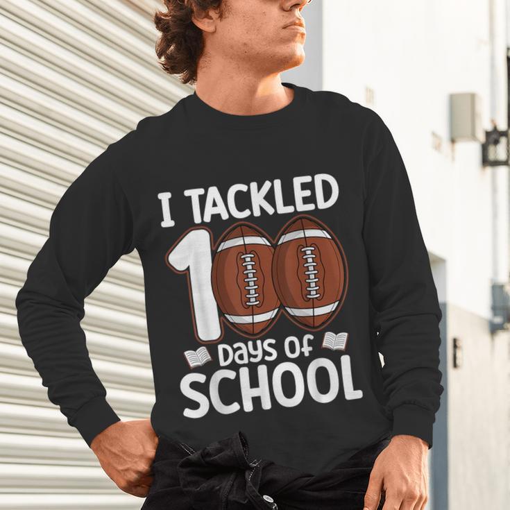 I Tackled 100 Days Of School Baseball Player Kids Teacher Unisex Long Sleeve T-Shirt I Tackled 100 Days Of School Baseball Player Kids Teacher Unisex Long Sleeve T-Shirt