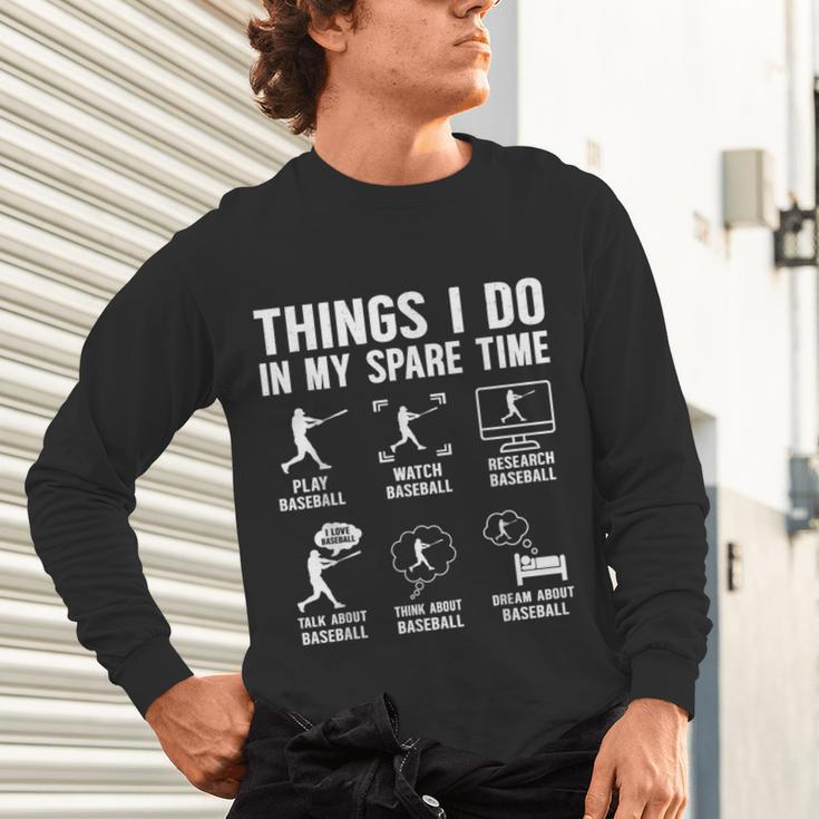 Things I Do In My Spare Time Baseball Lovers Kids Boys Unisex Long Sleeve T-Shirt