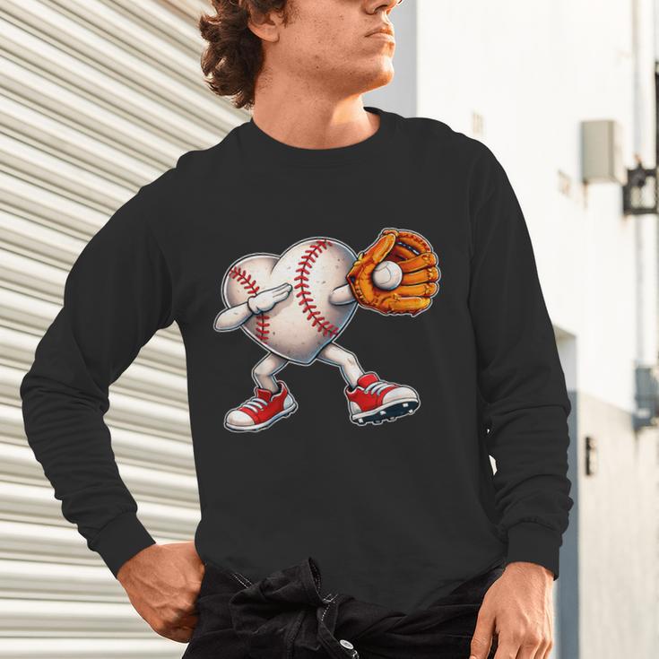 Valentine Baseball Heart Sport Love Valentines Day Boys Kids Unisex Long Sleeve T-Shirt