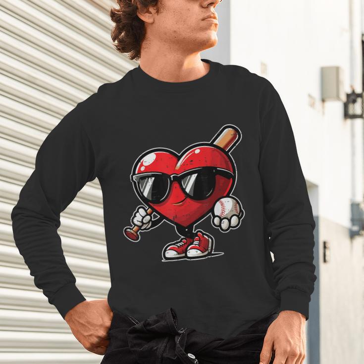 Valentines Day Baseball Heart Bat Sunglasses Men Boys Kids Unisex Long Sleeve T-Shirt Valentines Day Baseball Heart Bat Sunglasses Men Boys Kids Unisex Long Sleeve T-Shirt