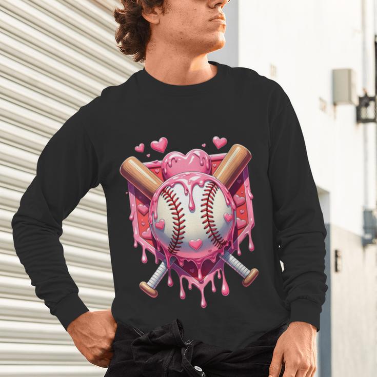 Women's Valentines Day Baseball Boys Ice Cream Drip Heart Youth Kids Unisex Long Sleeve T-Shirt