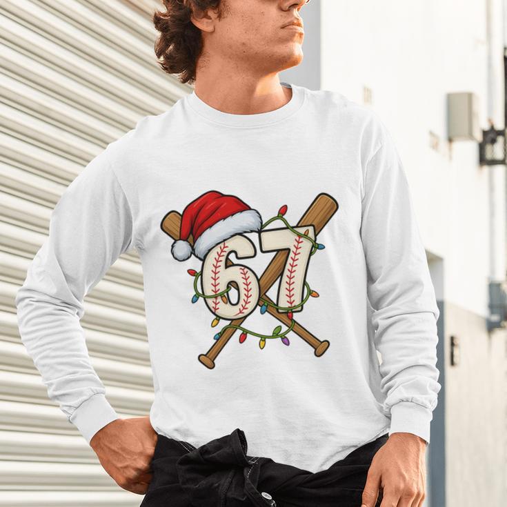 67 Baseball Xmas Lights Santa Hat Holiday Unisex Long Sleeve T-Shirt 67 Baseball Xmas Lights Santa Hat Holiday Unisex Long Sleeve T-Shirt