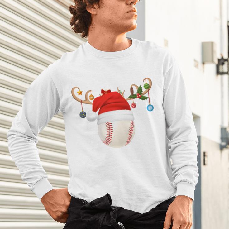 Baseball Christmas Reindeer Santa Hat Sports Player Xmas Unisex Long Sleeve T-Shirt Baseball Christmas Reindeer Santa Hat Sports Player Xmas Unisex Long Sleeve T-Shirt