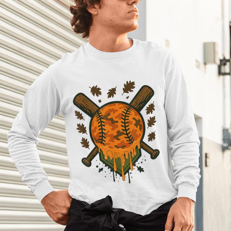 Baseball Drip Ice Cream Dripping Blaze Hunter Orange Camo Unisex Long Sleeve T-Shirt Baseball Drip Ice Cream Dripping Blaze Hunter Orange Camo Unisex Long Sleeve T-Shirt