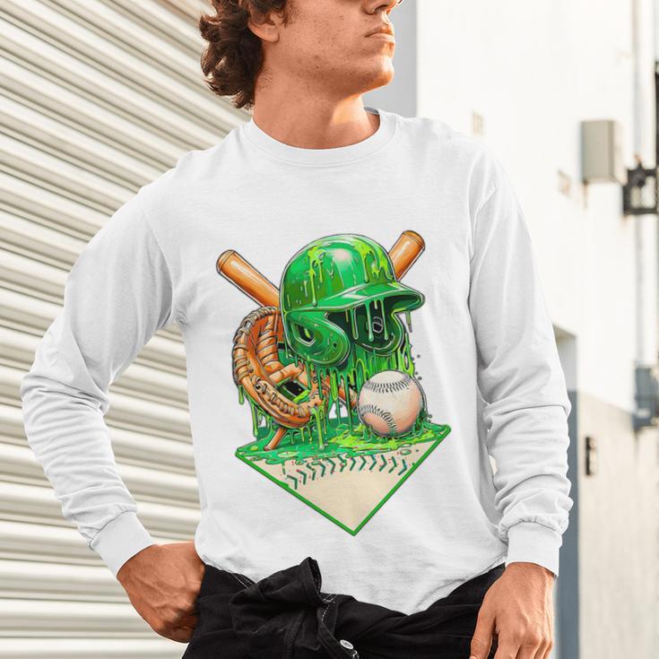 Baseball Life Style Ice Cream Drip Green Premium Tri-Blend Unisex Long Sleeve T-Shirt
