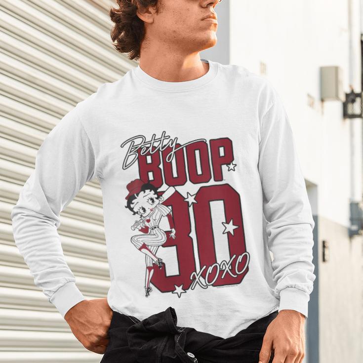 Betty Boop Baseball Logo Jersey With Stars Cute Cartoon Unisex Long Sleeve T-Shirt