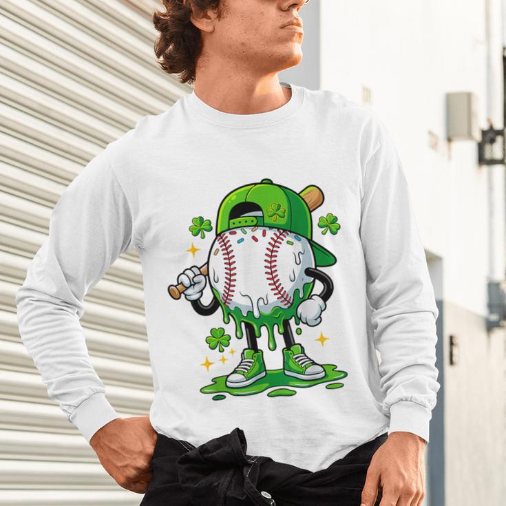 Boys St Patrick’s Day Baseball Drip Ice Cream Apparel Youth Unisex Long Sleeve T-Shirt