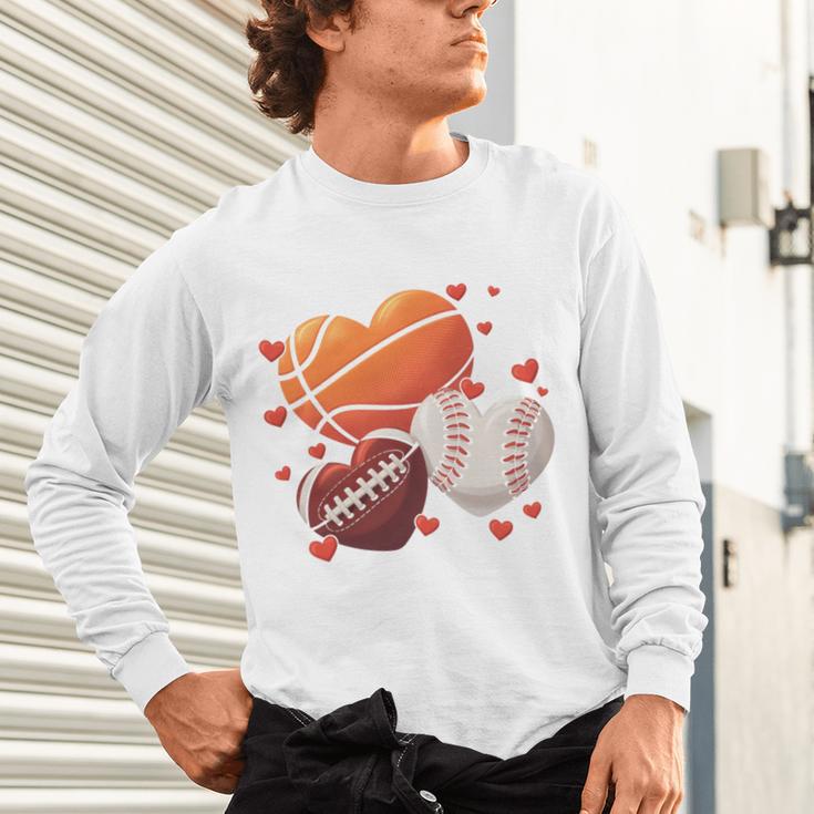 Football Basketball Baseball Heart Valentine Boys Men Kid Unisex Long Sleeve T-Shirt Football Basketball Baseball Heart Valentine Boys Men Kid Unisex Long Sleeve T-Shirt