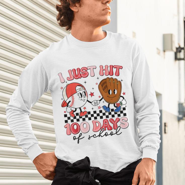I Just Hit 100 Days Of School Baseball Boy Girl Teacher Unisex Long Sleeve T-Shirt