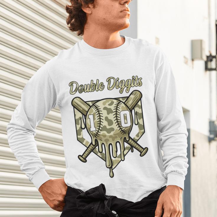 Old School Camo Baseball Drip Double Digits 10th Birthday Unisex Long Sleeve T-Shirt