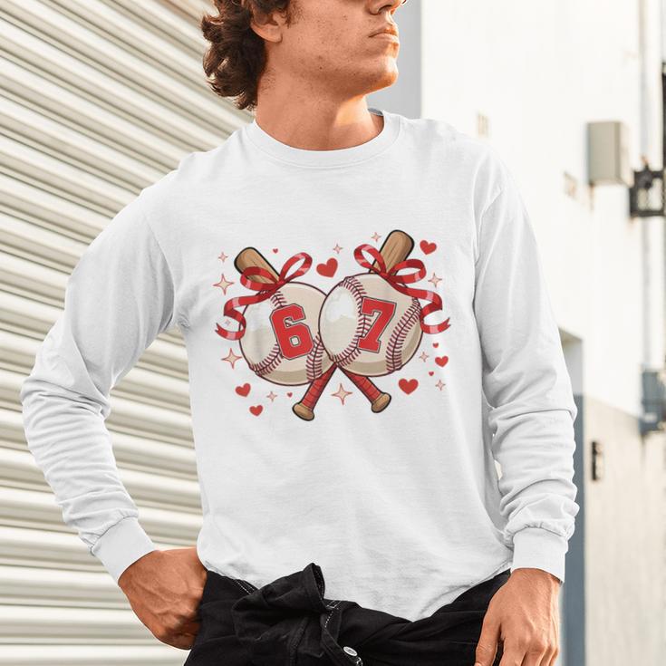 Six Seven 67 Meme Baseball Coquette Bow Valentine Unisex Long Sleeve T-Shirt Six Seven 67 Meme Baseball Coquette Bow Valentine Unisex Long Sleeve T-Shirt