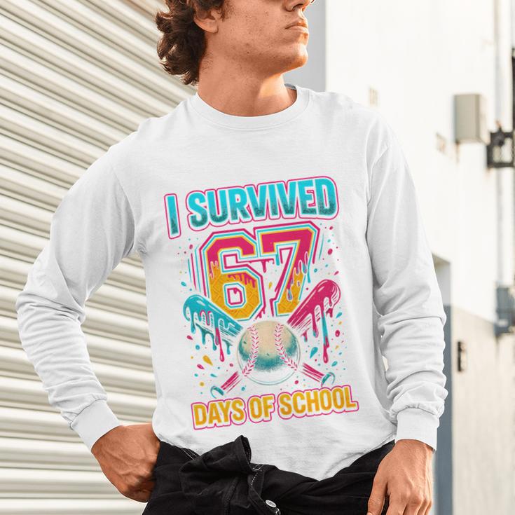 I Survived 67 Days Of School Baseball Drip Six Seven Meme Unisex Long Sleeve T-Shirt I Survived 67 Days Of School Baseball Drip Six Seven Meme Unisex Long Sleeve T-Shirt