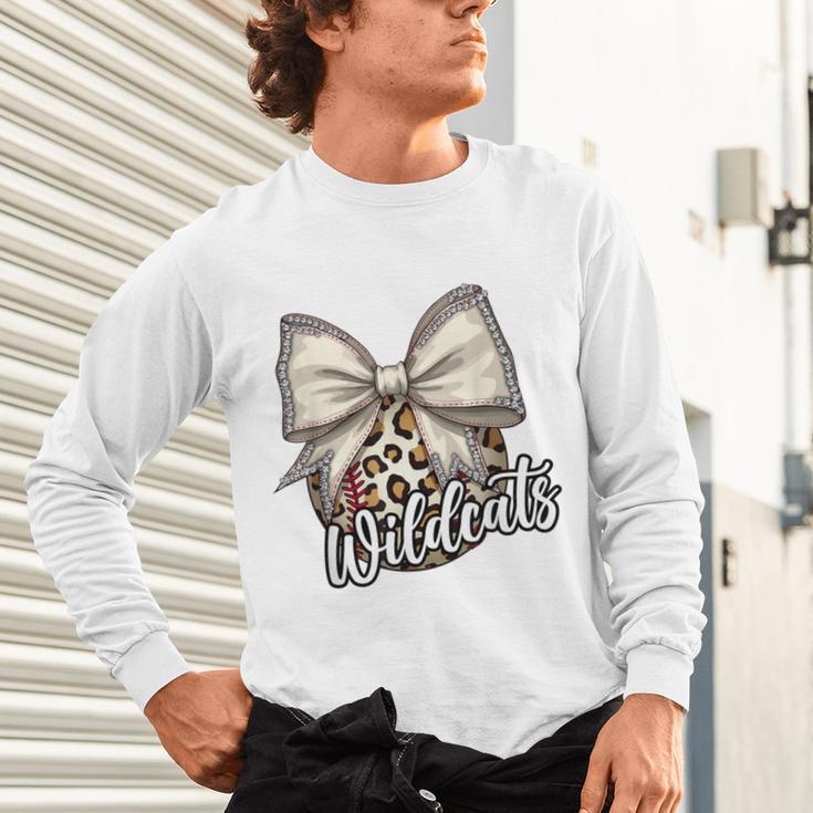 Wildcats Baseball Leopard Print Coquette Bow Mascot Game Day Unisex Long Sleeve T-Shirt Wildcats Baseball Leopard Print Coquette Bow Mascot Game Day Unisex Long Sleeve T-Shirt
