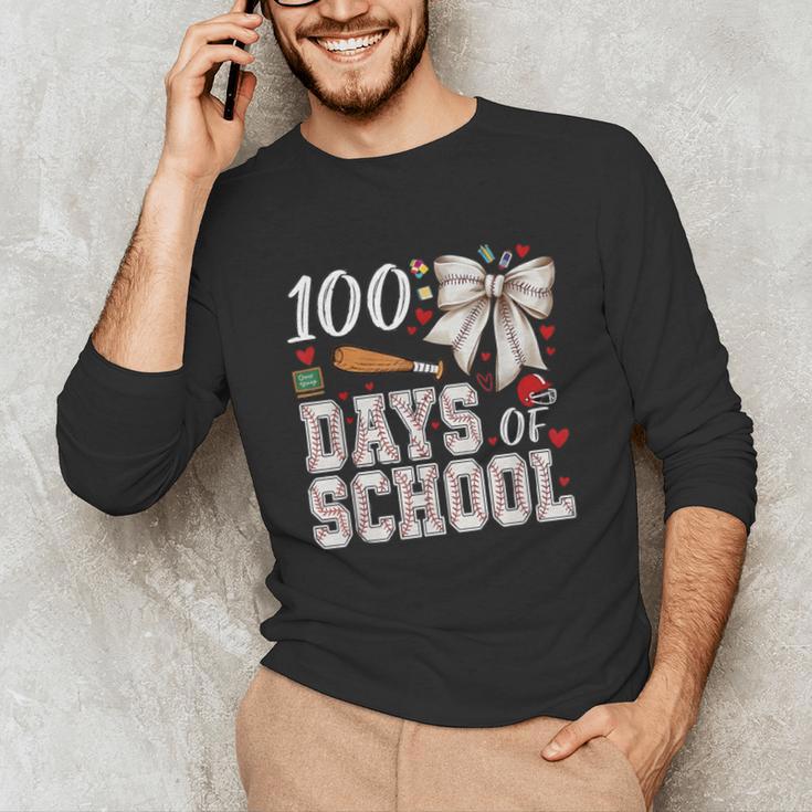 100 Days Of School Baseball 100th Day Of School Coquette Bow Unisex Long Sleeve T-Shirt 100 Days Of School Baseball 100th Day Of School Coquette Bow Unisex Long Sleeve T-Shirt