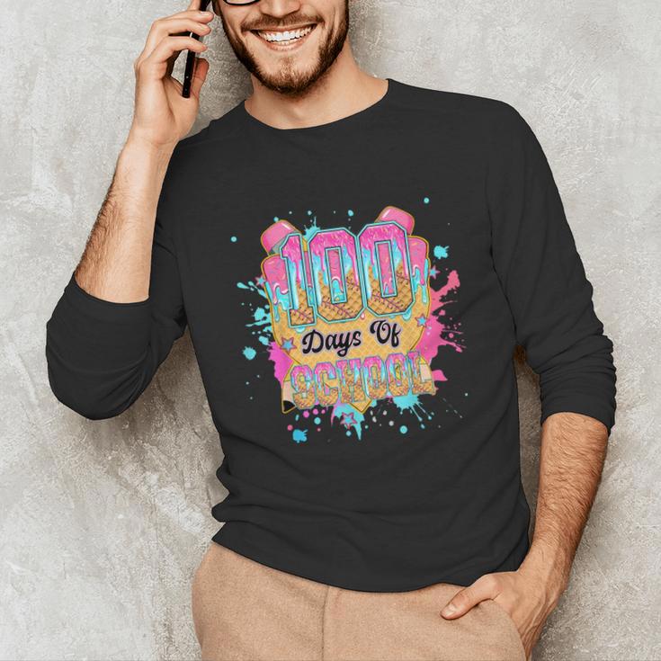 100 Days Of School Baseball Drip Boys Kids 100th Day Unisex Long Sleeve T-Shirt