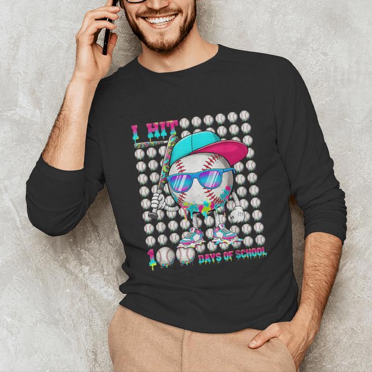 100 Days Of School Baseball Drip Ice Cream Boys Kids Unisex Long Sleeve T-Shirt