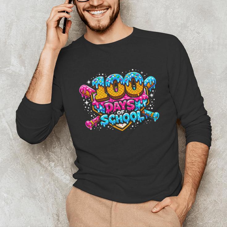 100 Days Of School Baseball Drip Ice Cream Costume Teachers Unisex Long Sleeve T-Shirt 100 Days Of School Baseball Drip Ice Cream Costume Teachers Unisex Long Sleeve T-Shirt