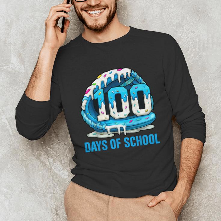 100 Days Of School Baseball Drip Ice Cream Kid Boy 100th Day Unisex Long Sleeve T-Shirt