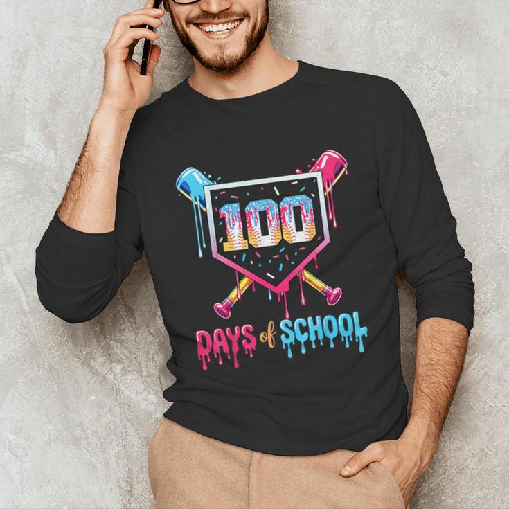 100 Days Of School Ice Cream Drip Baseball 100 Days Smarter Unisex Long Sleeve T-Shirt