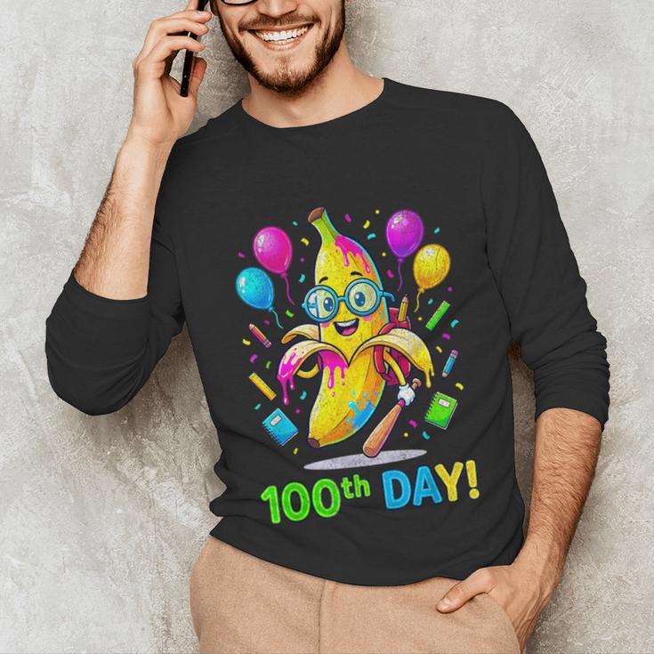 100th Day Of School Banana Baseball Drip For Kids Youth Girl Unisex Long Sleeve T-Shirt