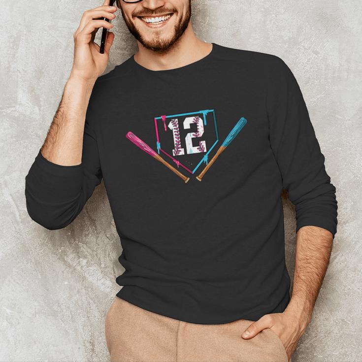 12th Birthday Baseball Ice Cream Drip 12 Years Old Boy Kids Unisex Long Sleeve T-Shirt