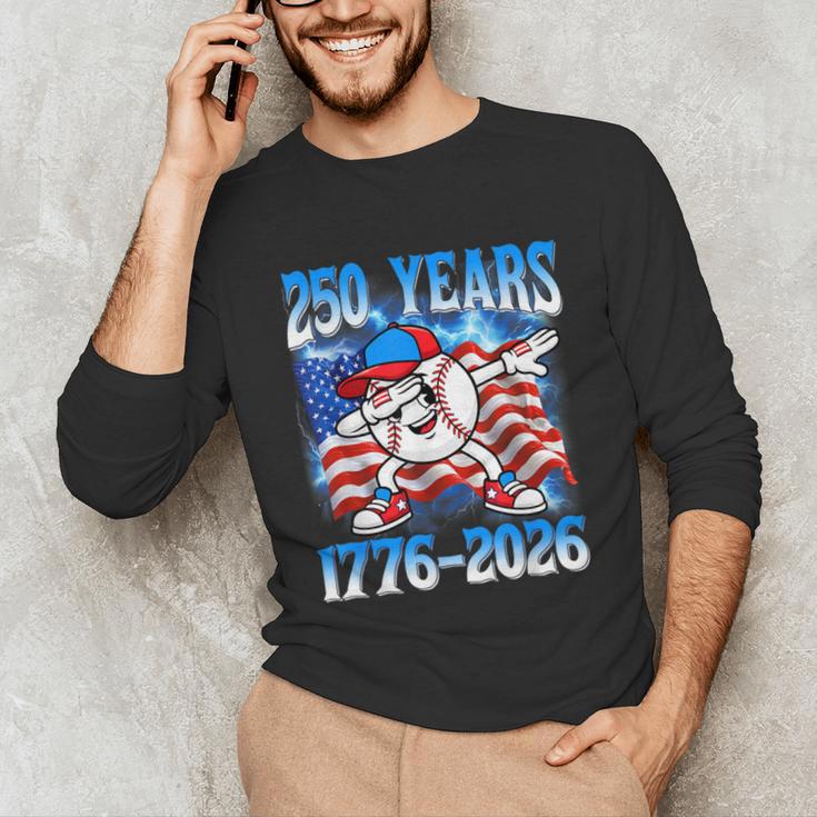 250 Years 1776 2026 250th Baseball American Flag 4th Of July Unisex Long Sleeve T-Shirt