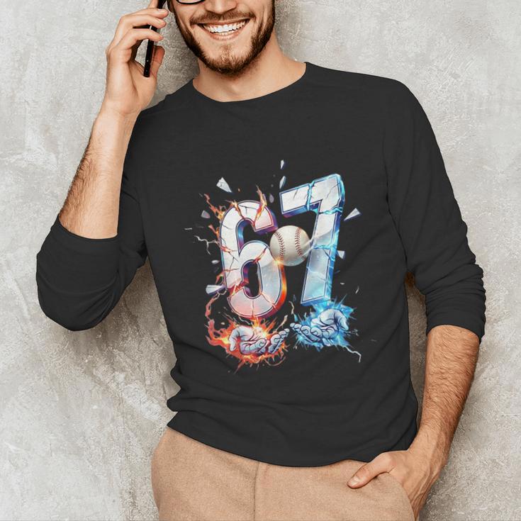 6 7 Baseball Six Seven Meme 67 Hands Kids Men Women Unisex Long Sleeve T-Shirt