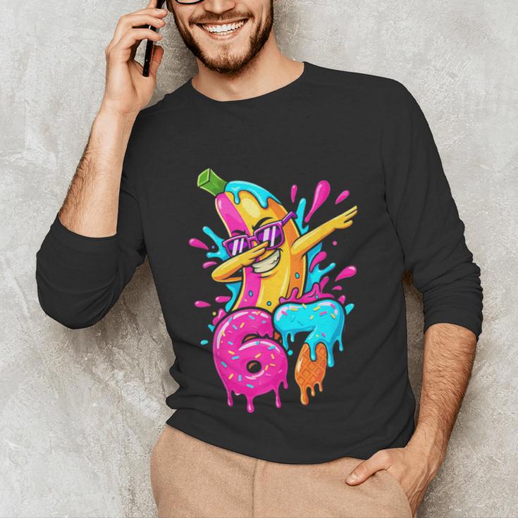 67 Baseball Dabbing Banana 6 7 Dripping Ice Cream Meme Unisex Long Sleeve T-Shirt