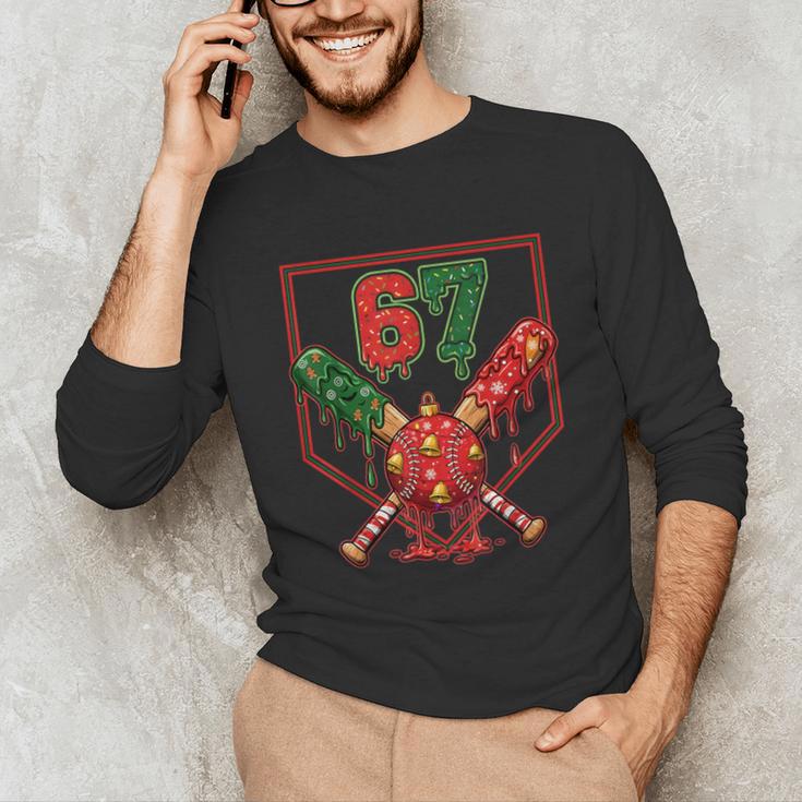 67 Baseball Drip Christmas Meme Six Seven Gen Alpha Slang Unisex Long Sleeve T-Shirt