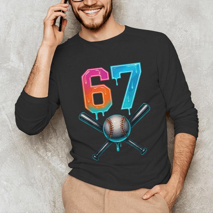 67 Baseball Meme Cool Drip Number 67 Player Or 67th Birthday Unisex Long Sleeve T-Shirt