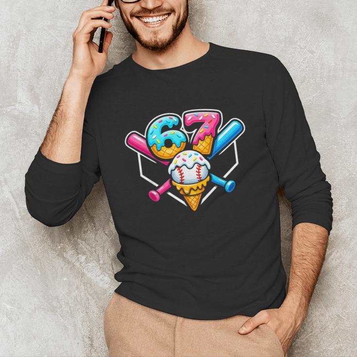 67 Ice Cream Drip Baseball Meme Six Seven Gen Alpha Slang Unisex Long Sleeve T-Shirt 67 Ice Cream Drip Baseball Meme Six Seven Gen Alpha Slang Unisex Long Sleeve T-Shirt