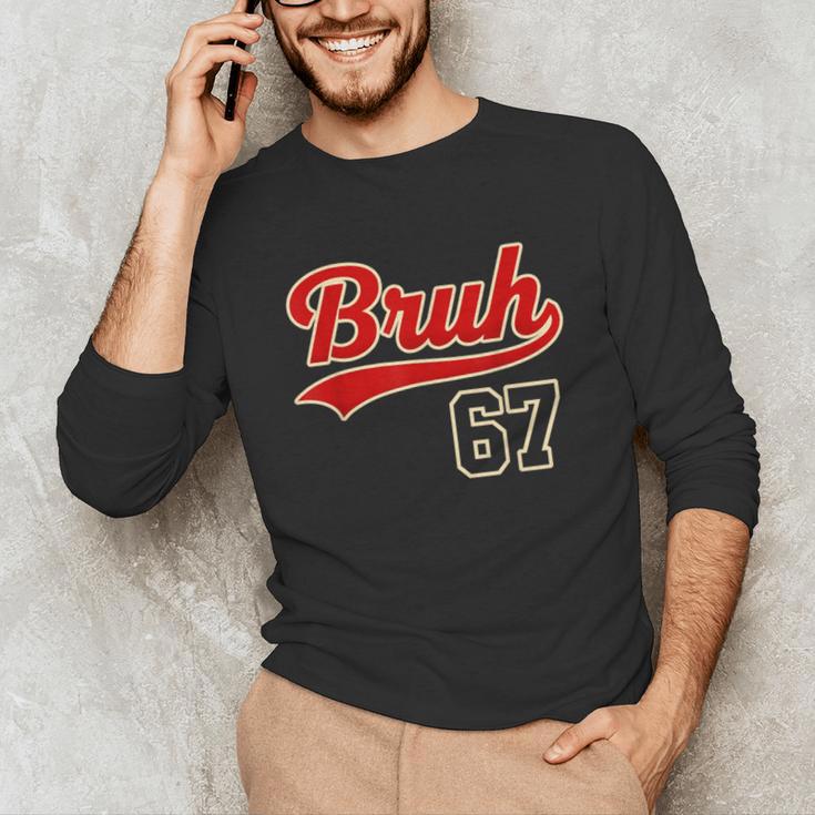67 Six Seven Bruh Meme Baseball Vintage Style Men Boys Unisex Long Sleeve T-Shirt