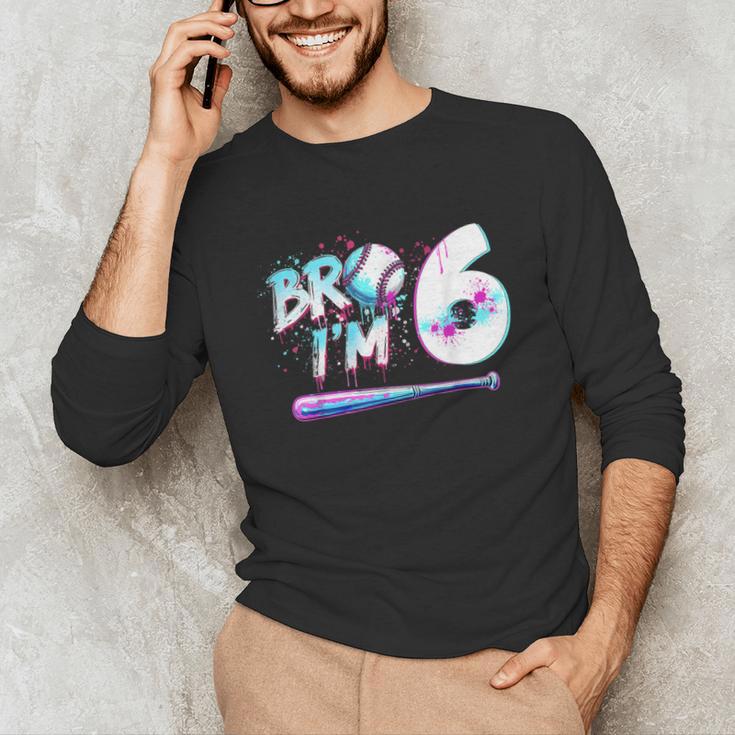 6th Birthday Boy Bro I'm 6 Year Old Baseball Ice Cream Drip Unisex Long Sleeve T-Shirt 6th Birthday Boy Bro I'm 6 Year Old Baseball Ice Cream Drip Unisex Long Sleeve T-Shirt