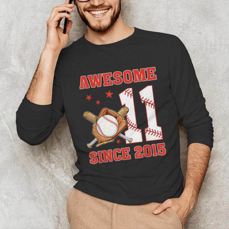Awesome Since 2015 11 Year Old Boys Bday Baseball Theme Unisex Long Sleeve T-Shirt