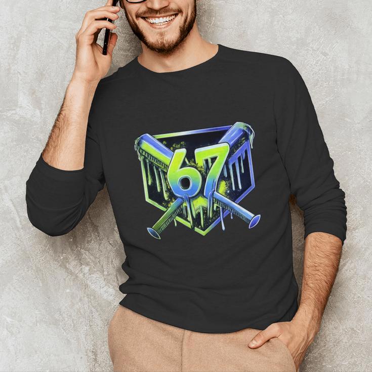 Awesome 67 Baseball Drip Effect Baseball 6-7 Meme Graphic Unisex Long Sleeve T-Shirt Awesome 67 Baseball Drip Effect Baseball 6-7 Meme Graphic Unisex Long Sleeve T-Shirt