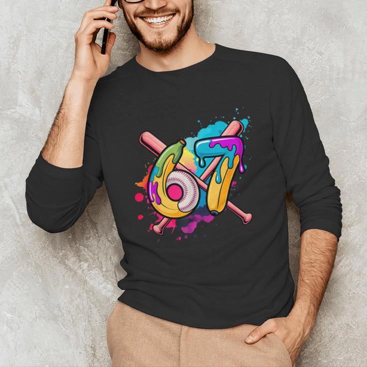 Banana Baseball 67 Ice Cream Drip Meme Unisex Long Sleeve T-Shirt